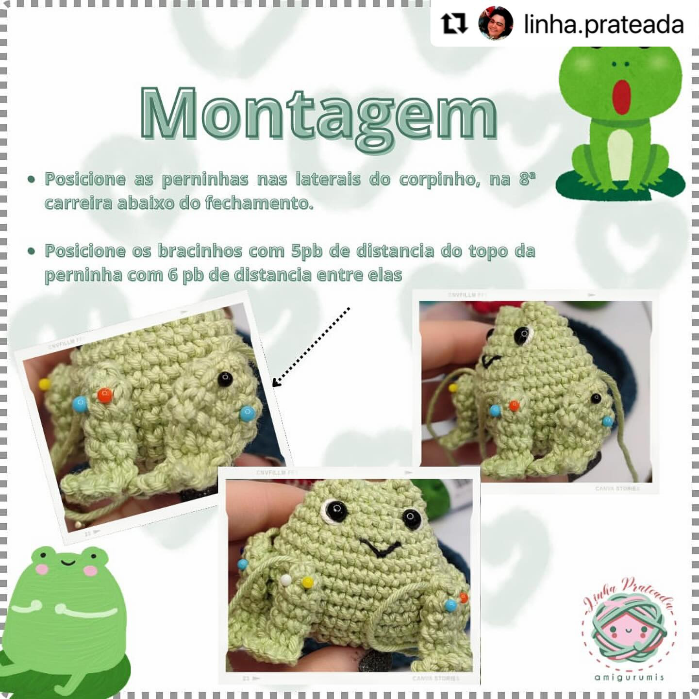 Receita gratuita de amigurumi de sapinho fofo para decoração