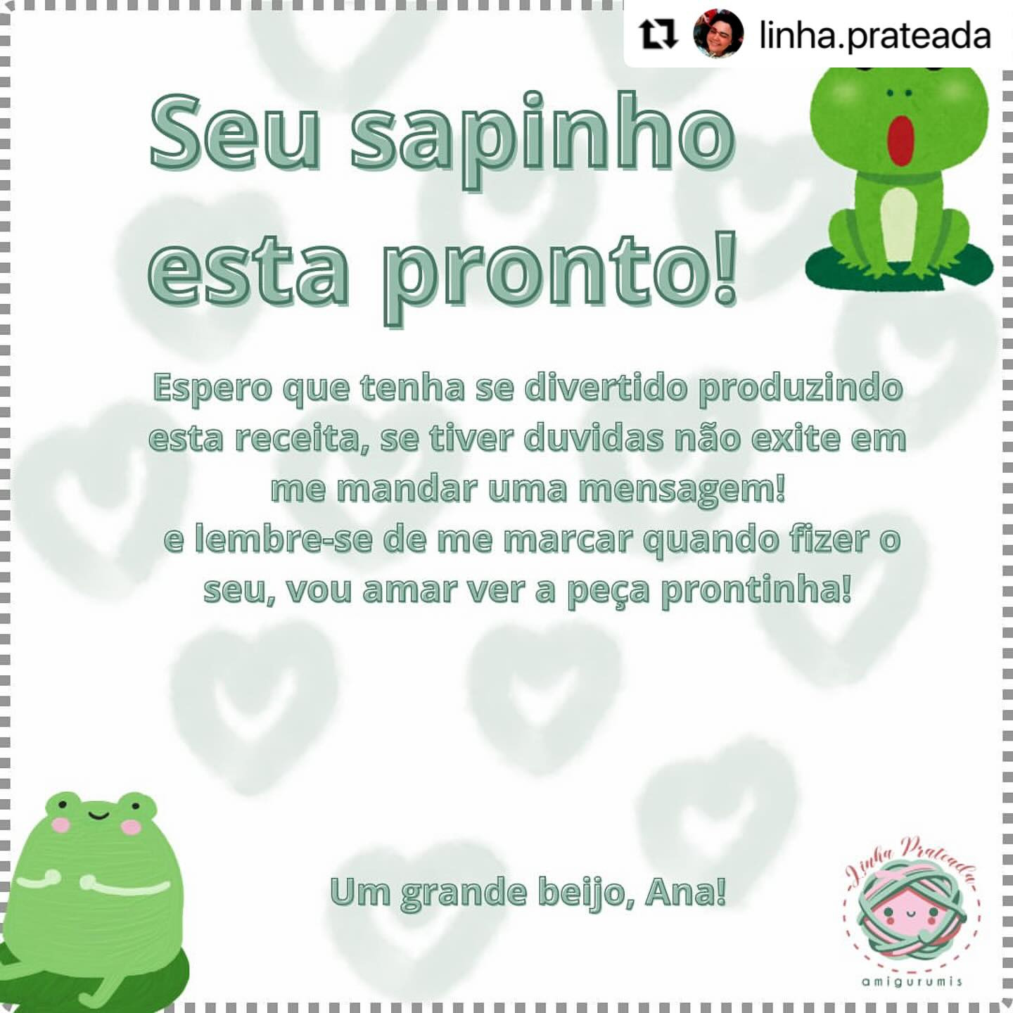 Receita gratuita de amigurumi de sapinho fofo para decoração