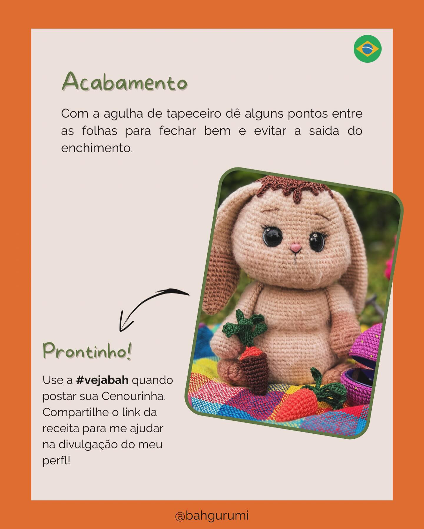 Receita gratuita para criar uma cenourinha de crochê adorável