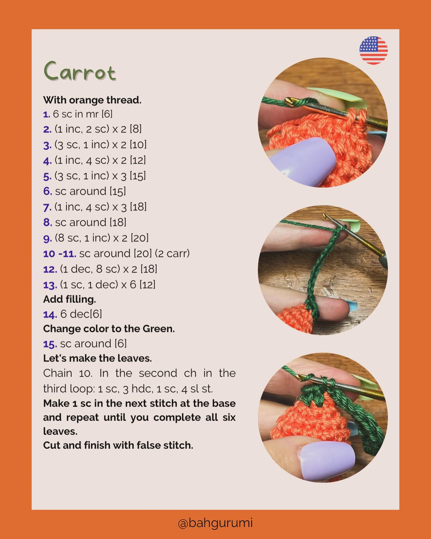 Receita gratuita para criar uma cenourinha de crochê adorável