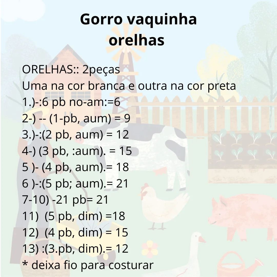 Receita gratuita para gorro de vaquinha com detalhes completos