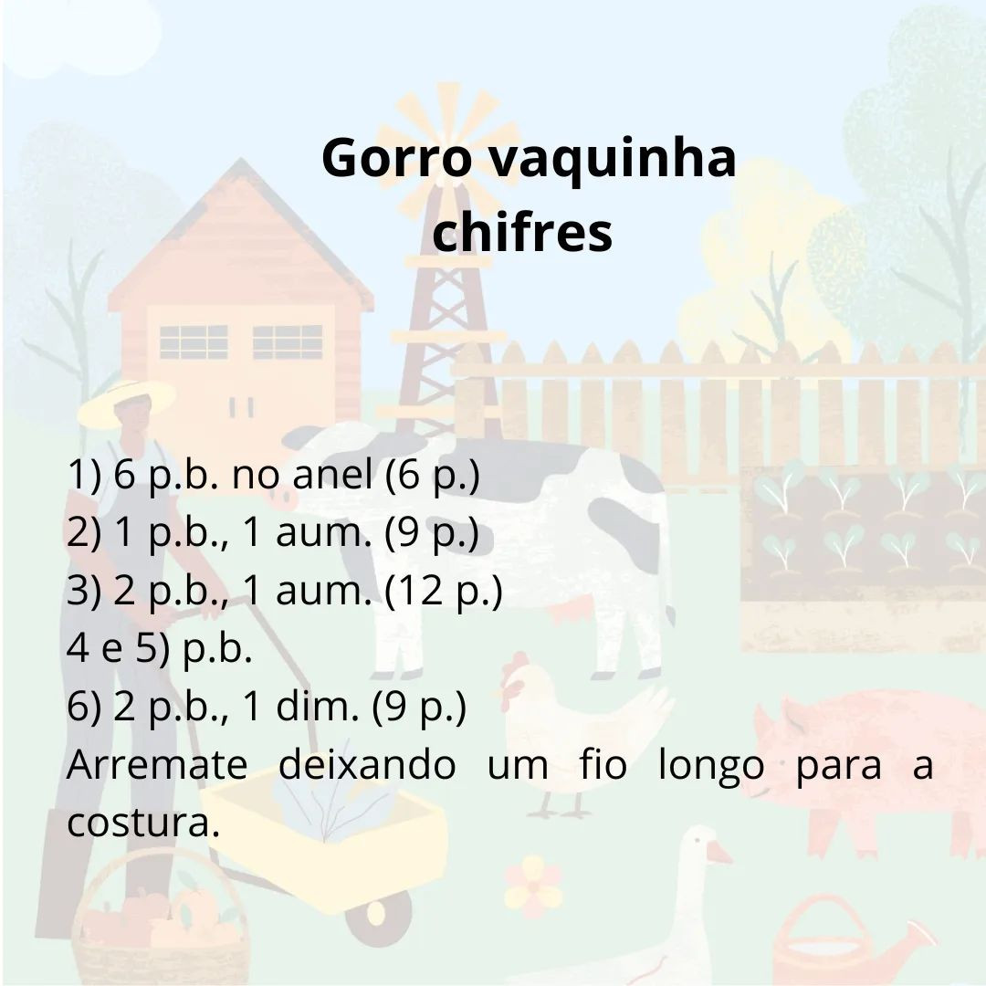 Receita gratuita para gorro de vaquinha com detalhes completos
