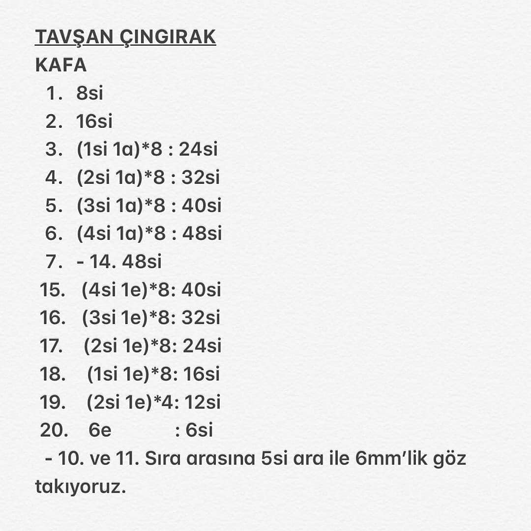 Sevimli Tavşan Çıngırak İçin Kolay Tığ İşi Deseni