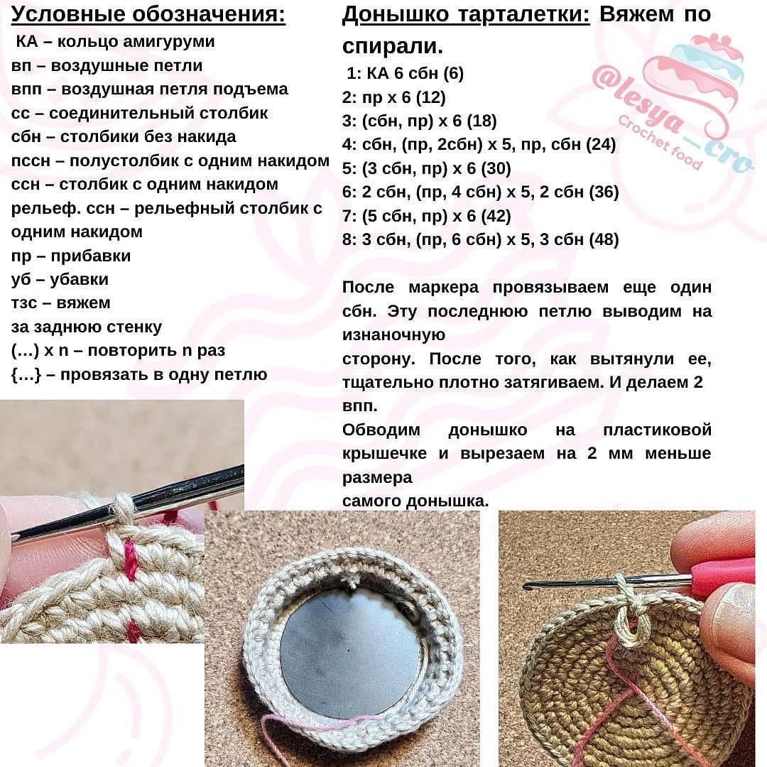 Схема вязания крючком аппетитных кексов с клубникой