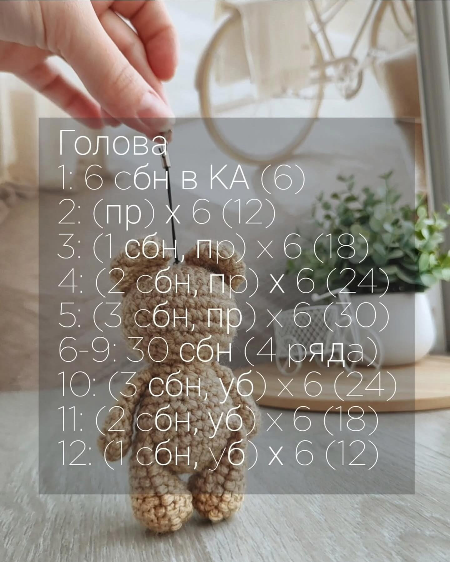 Схема вязания крючком для создания милого медвежонка-брелка