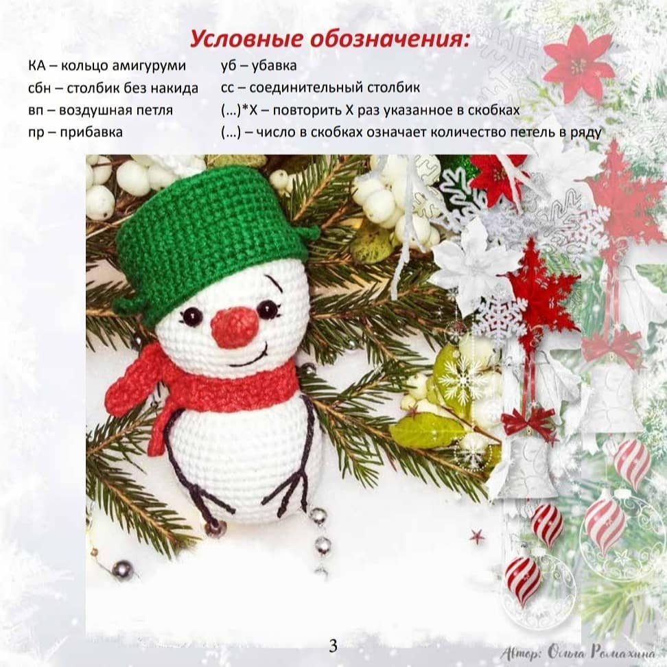 Снеговики из пряжи: схема вязания елочных украшений