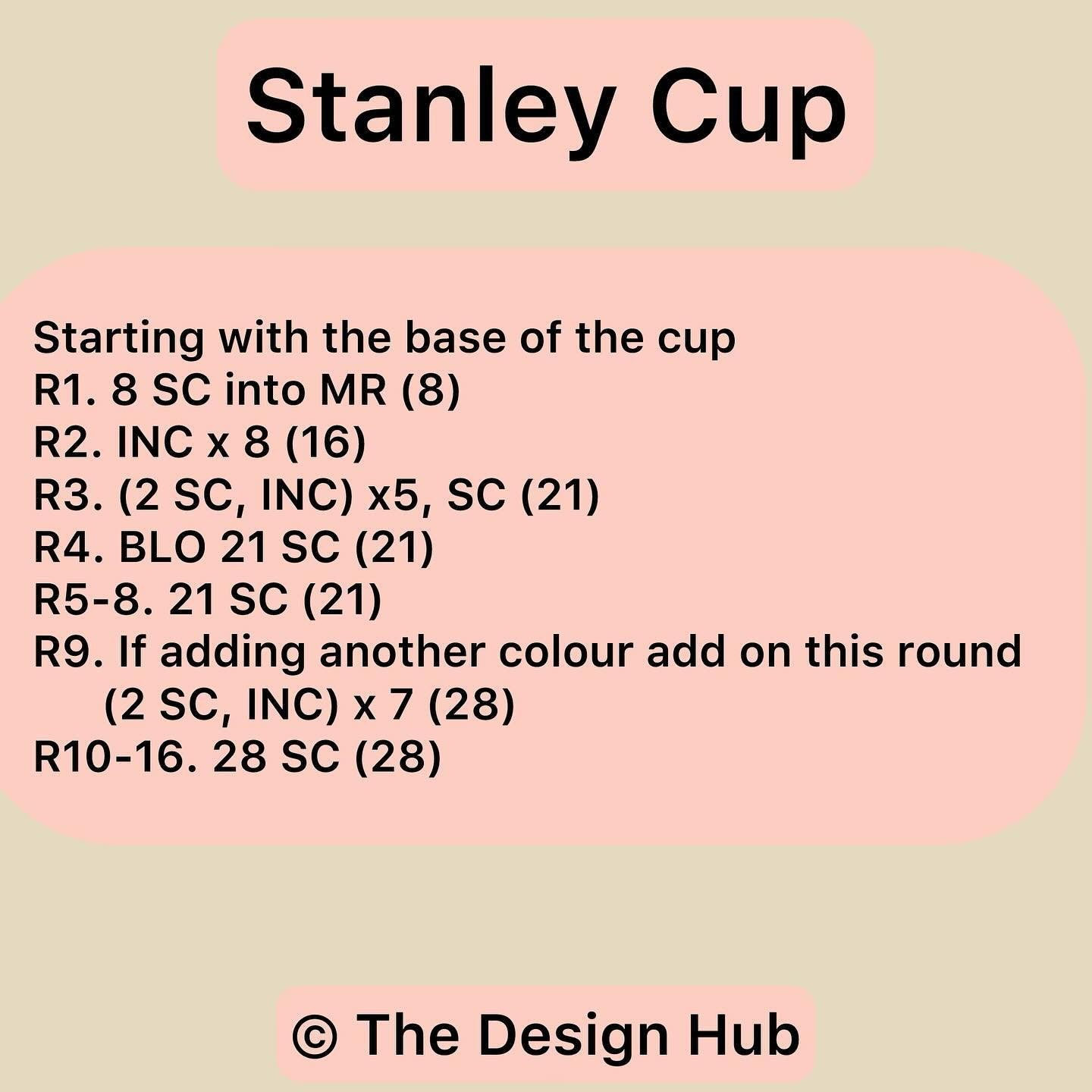 Stanley Cup Crochet Pattern Instructions for Bulky Yarn