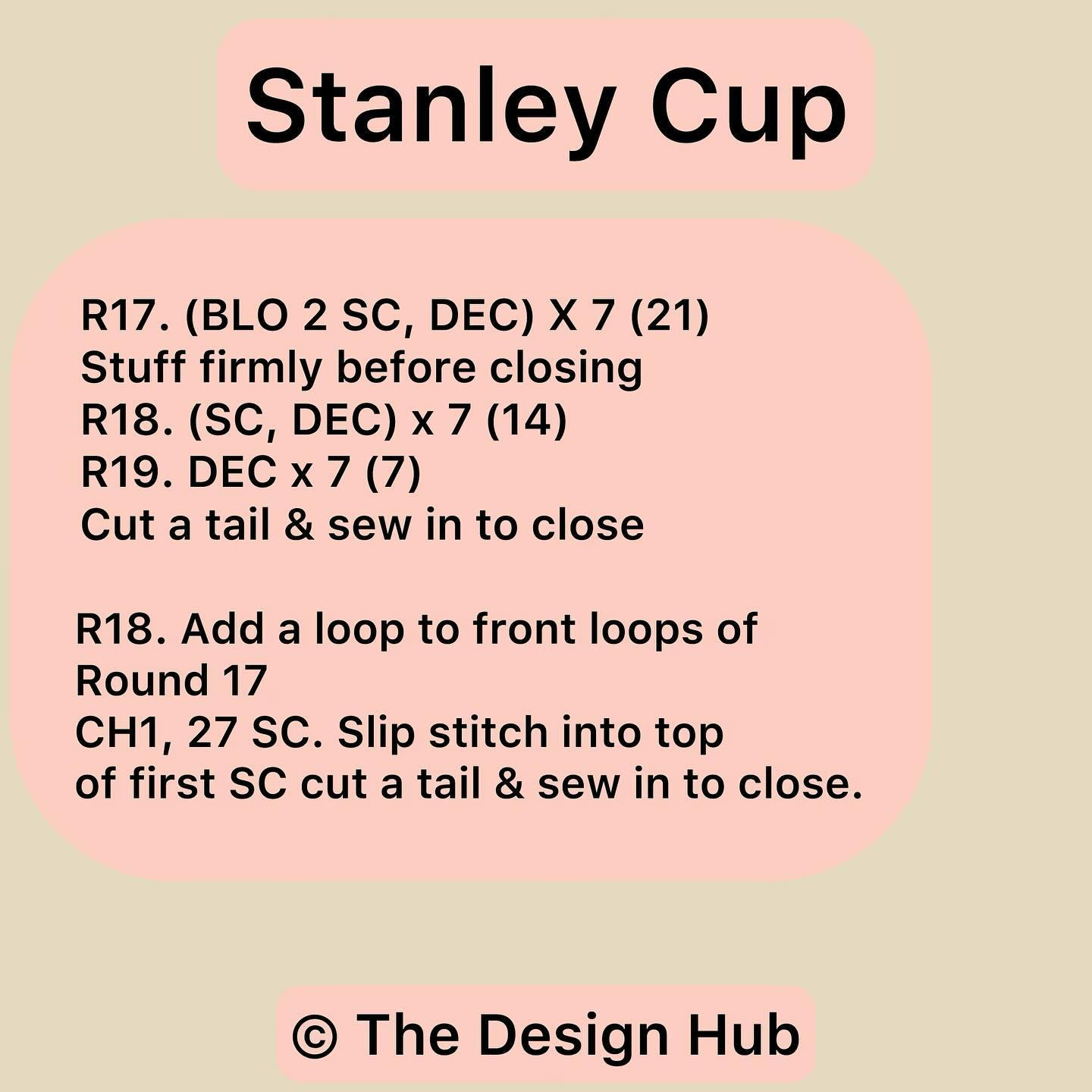 Stanley Cup Crochet Pattern Instructions for Bulky Yarn