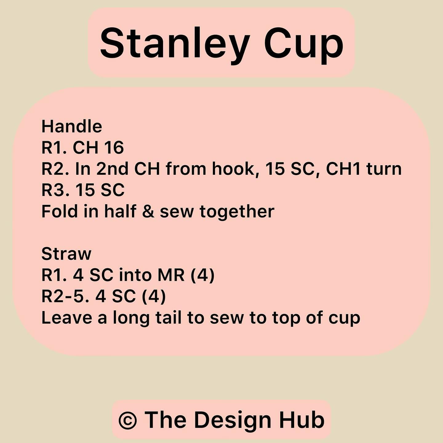 Stanley Cup Crochet Pattern Instructions for Bulky Yarn