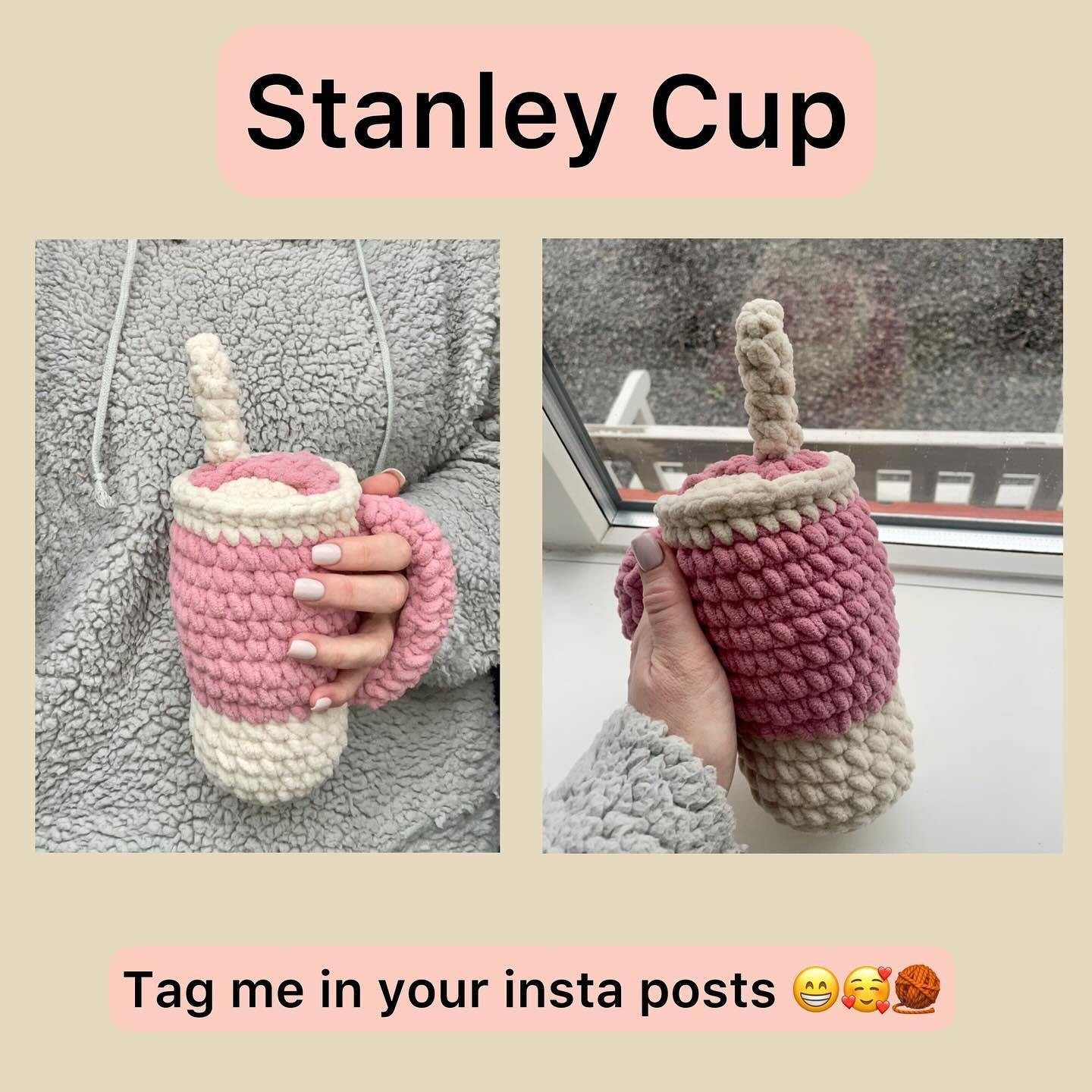 Stanley Cup Crochet Pattern Instructions for Bulky Yarn