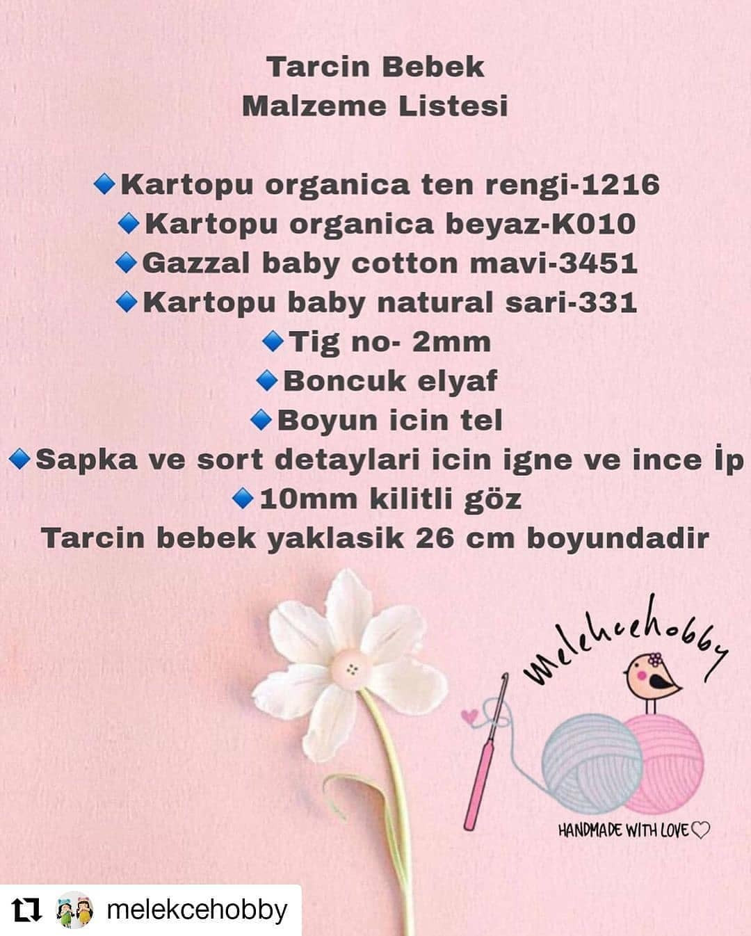 Tarçın Bebek Ücretsiz Amigurumi Örgü Tarifi