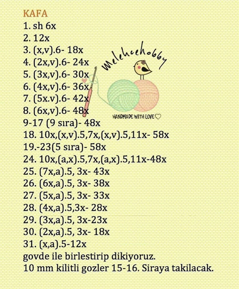 Tarçın Bebek Ücretsiz Amigurumi Örgü Tarifi