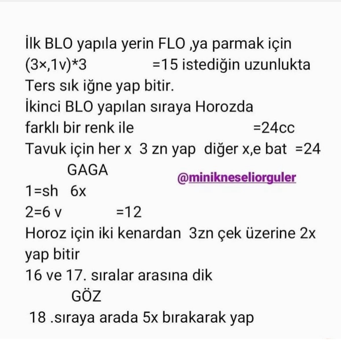 Tavuk ve Horoz Parmak Kukla Amigurumi Örgü Modeli