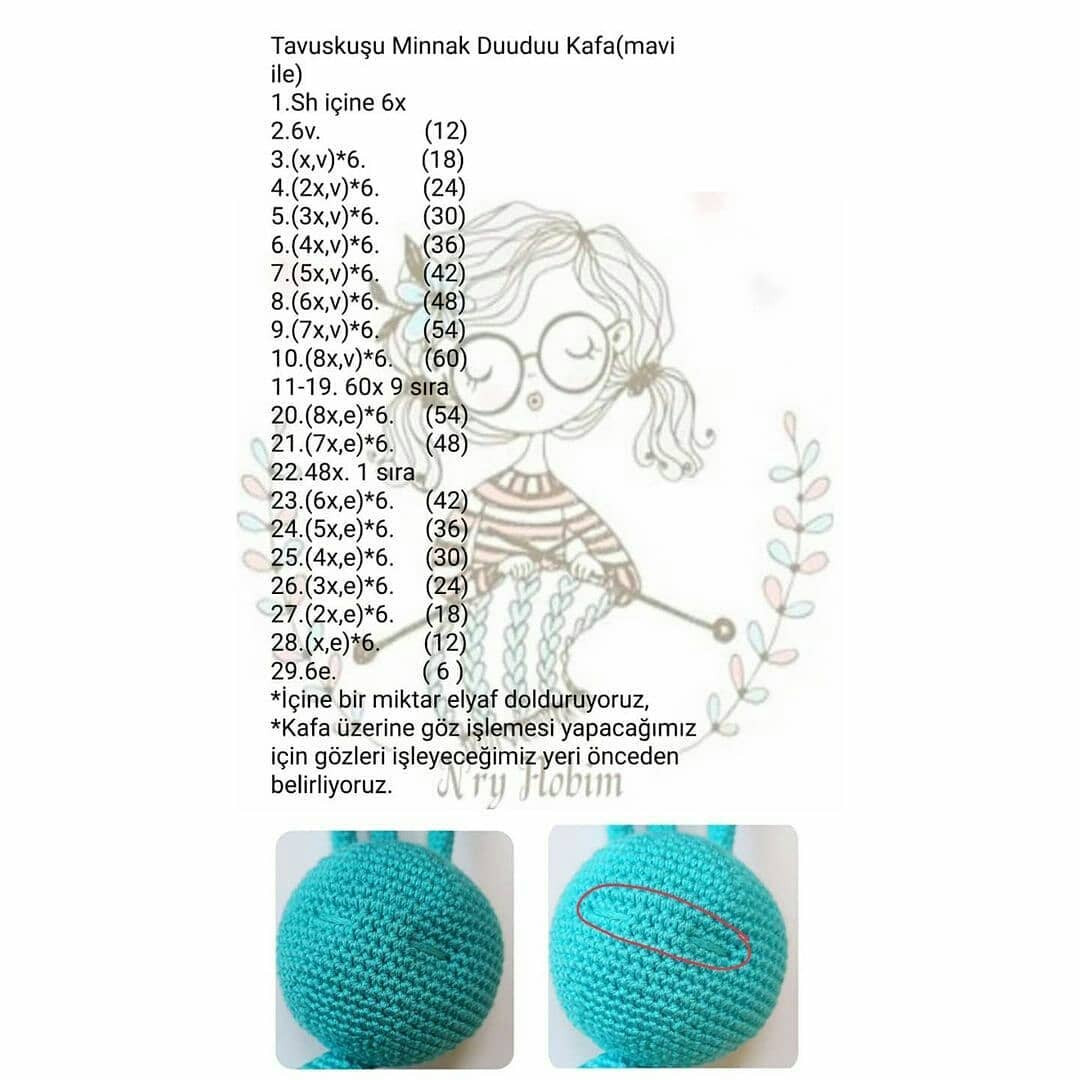 Tavuskuşu Minnak Duuduu Amigurumi Tarifi: Sevimli ve Ücretsiz Örgü Modeli