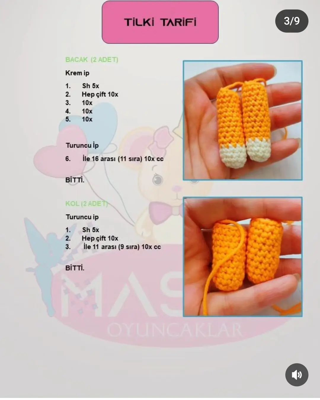 Tilki Bebek Amigurumi Örgü Modeli Tarifi
