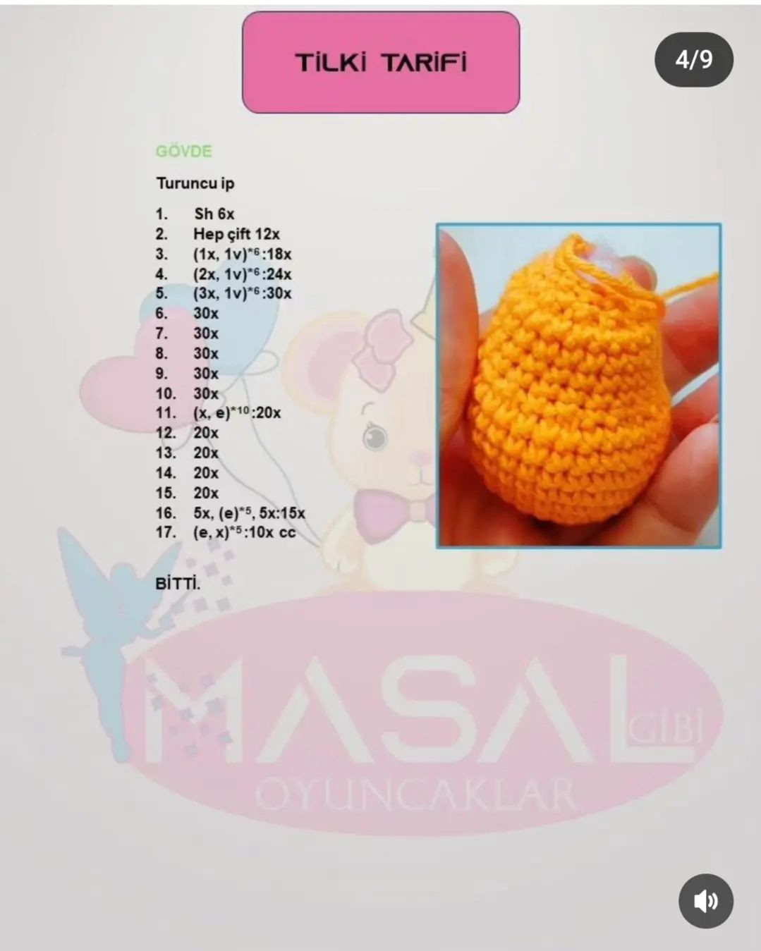 Tilki Bebek Amigurumi Örgü Modeli Tarifi