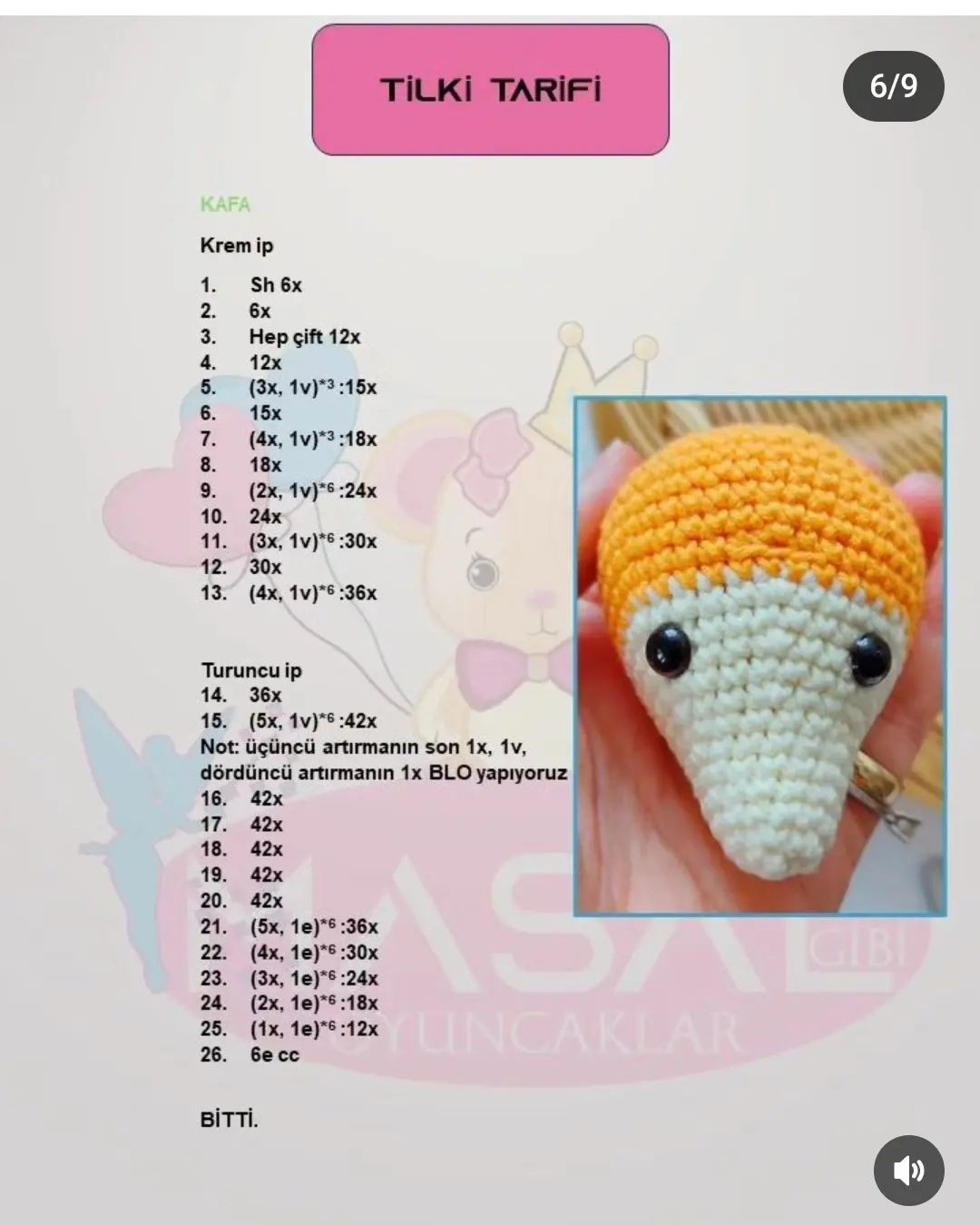 Tilki Bebek Amigurumi Örgü Modeli Tarifi