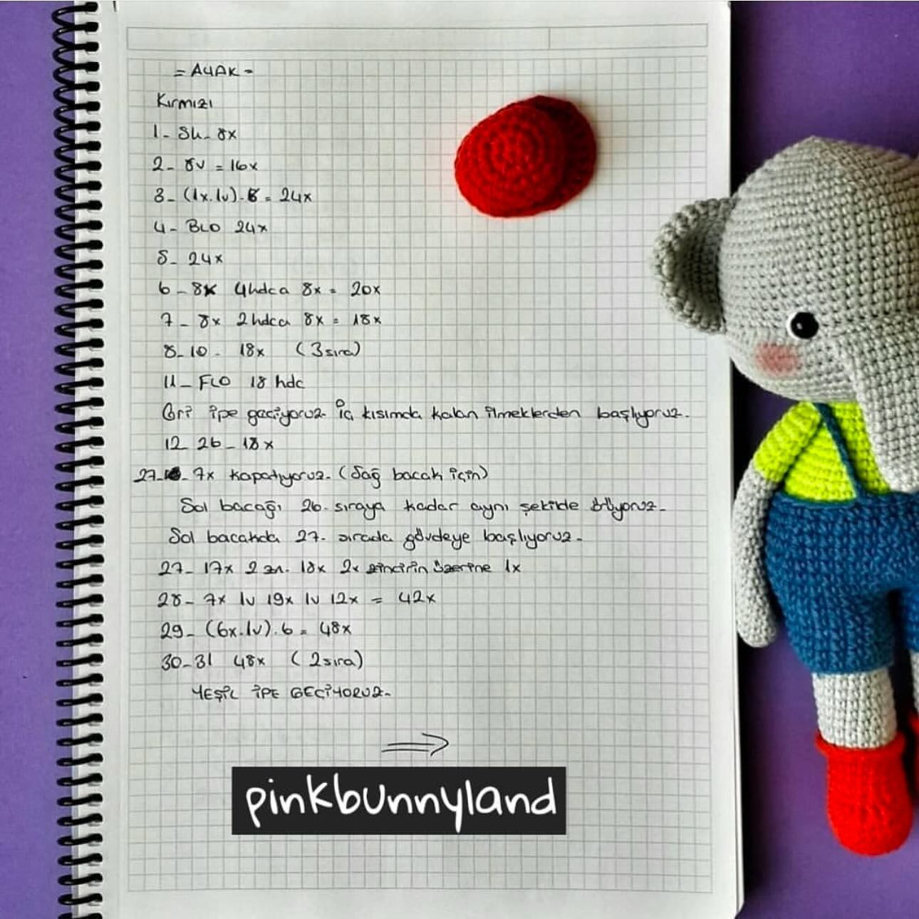 turkish Ücretsiz Fil Amigurumi Deseni ve Yapım Talimatları