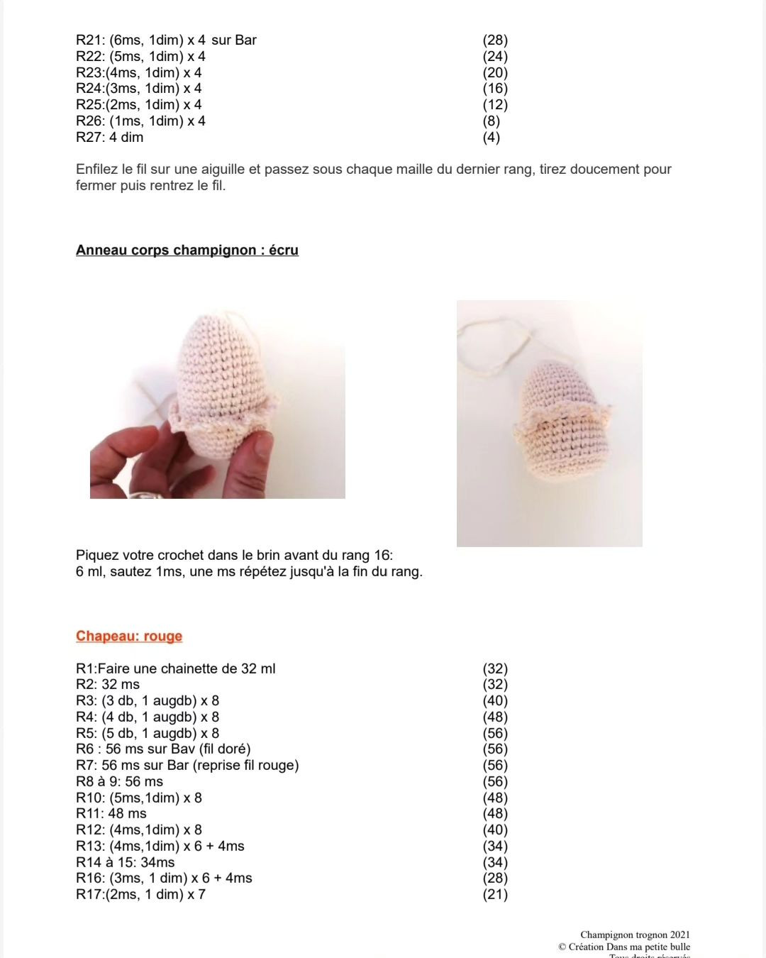 Tutoriel de crochet pour champignon et fleur colorée
