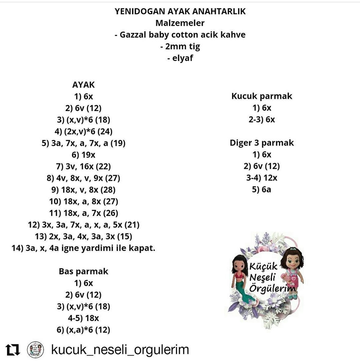 Ücretsiz Amigurumi Ayak Anahtarlık Tarifi ve Yapılışı