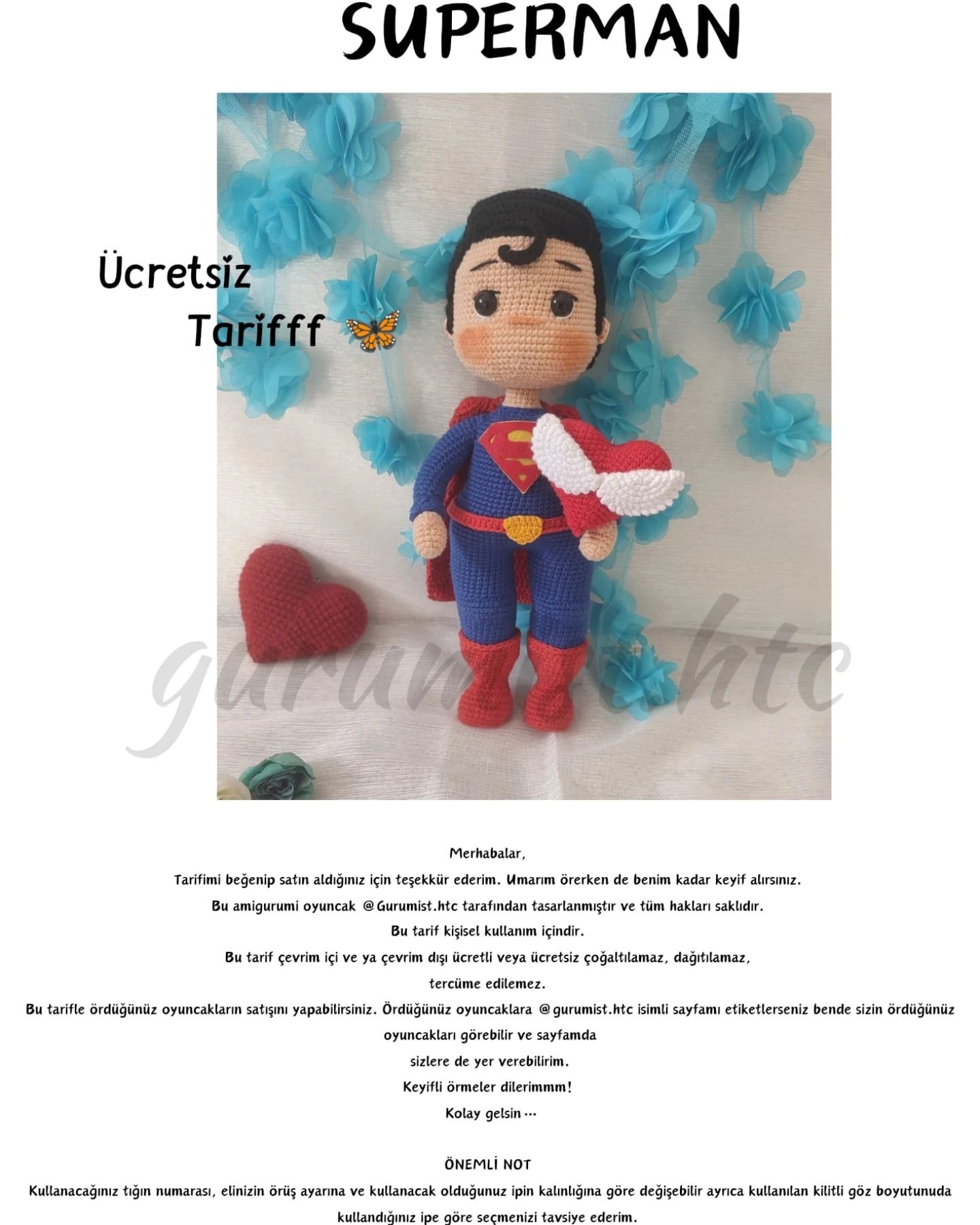 Ücretsiz Amigurumi Superman Örgü Tarifi - Bölüm 2