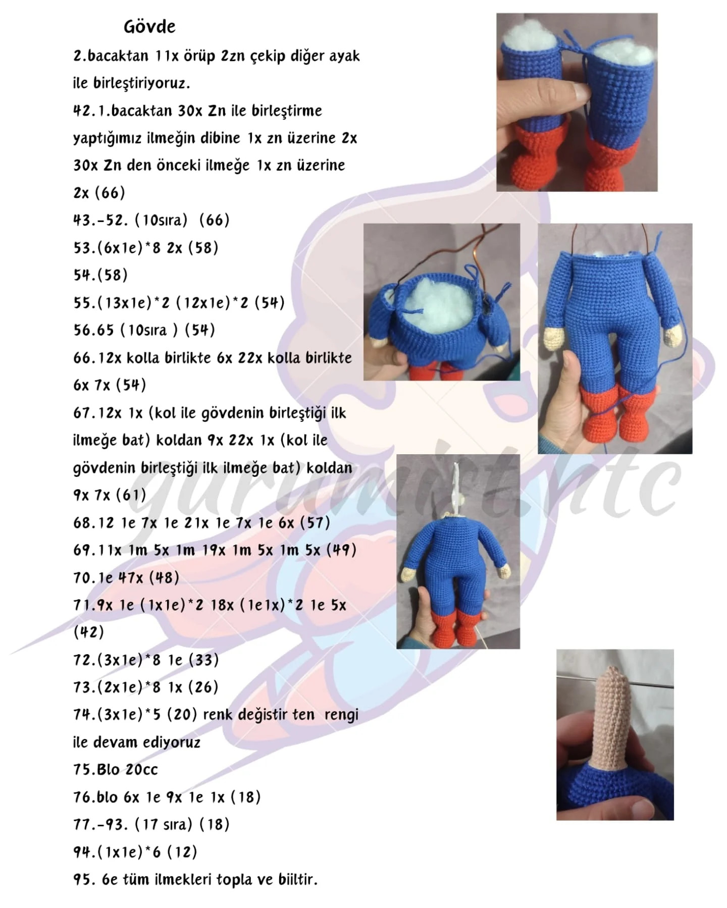 Ücretsiz Amigurumi Superman Örgü Tarifi - Bölüm 2