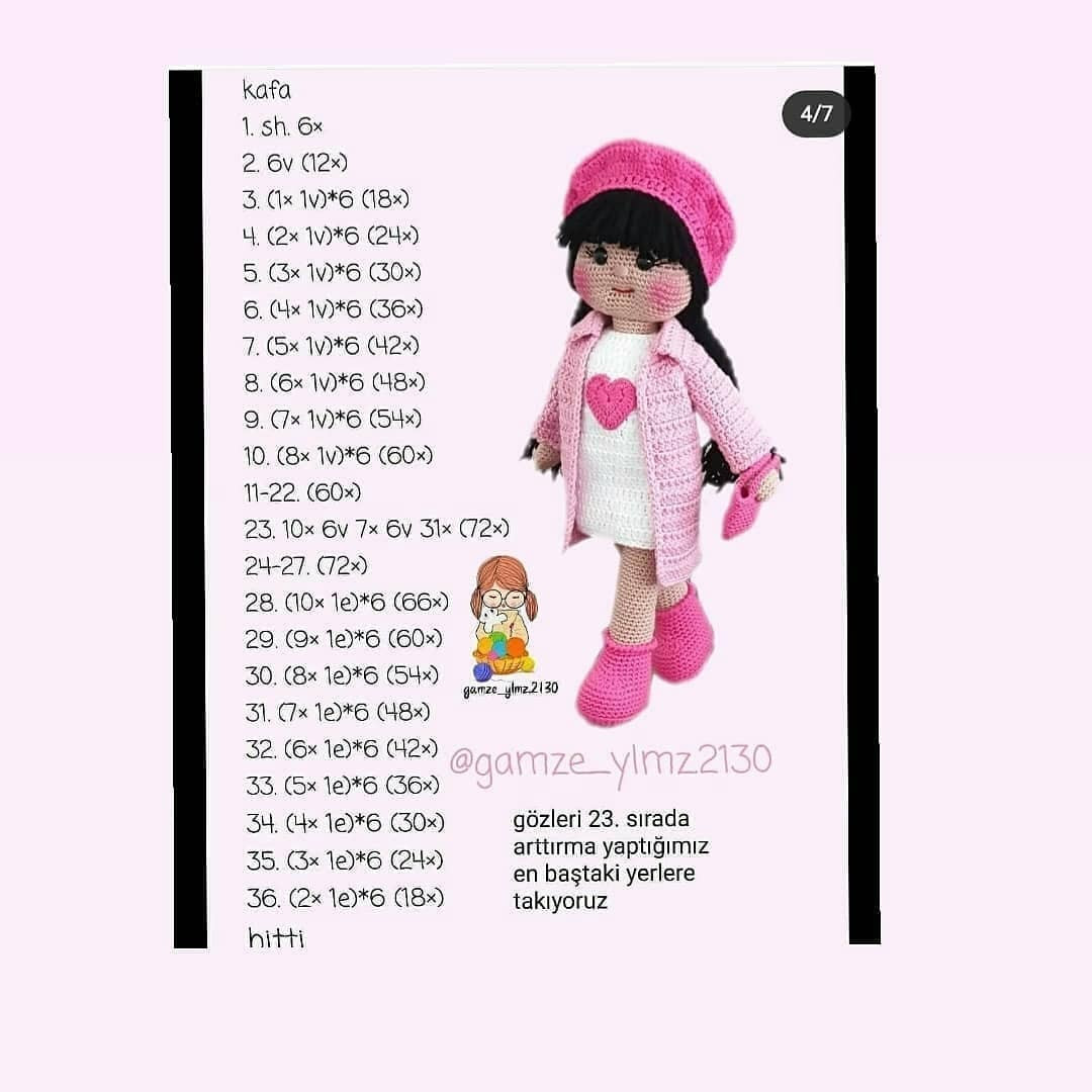 Ücretsiz Amigurumi Tarifi: Pembe Giysili Bebek ve Ayıcık