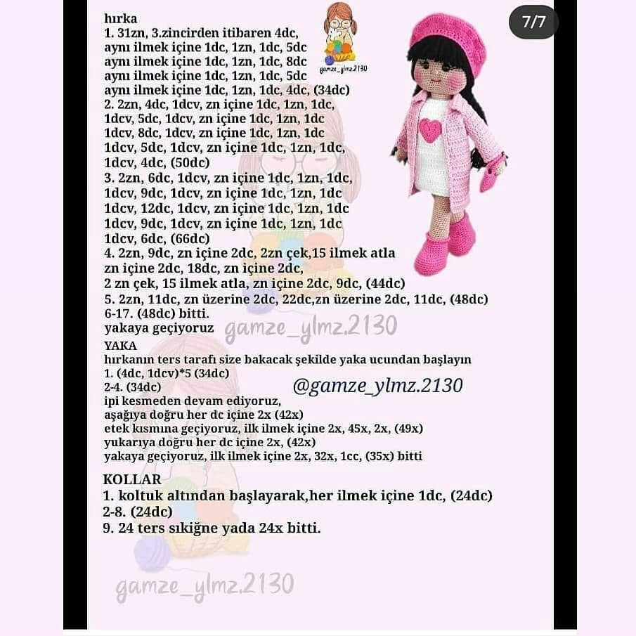 Ücretsiz Amigurumi Tarifi: Pembe Giysili Bebek ve Ayıcık
