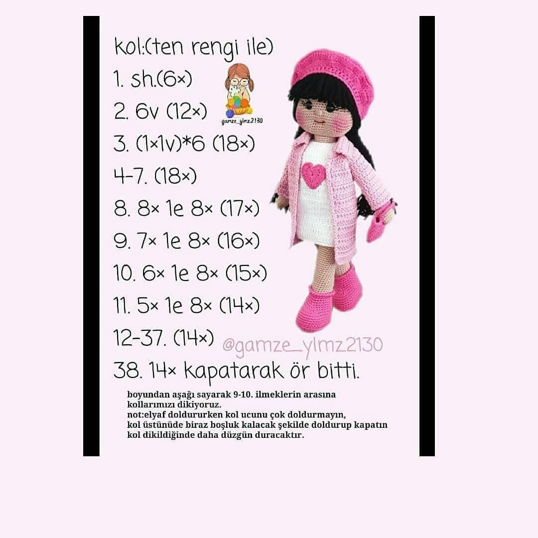 Ücretsiz Amigurumi Tarifi: Pembe Giysili Bebek ve Ayıcık