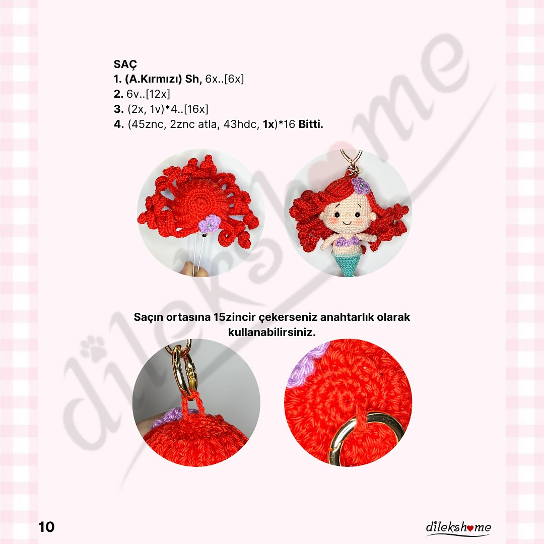 Ücretsiz Amigurumi Tarifi: Sevimli Mini Denizkızı Anahtarlık