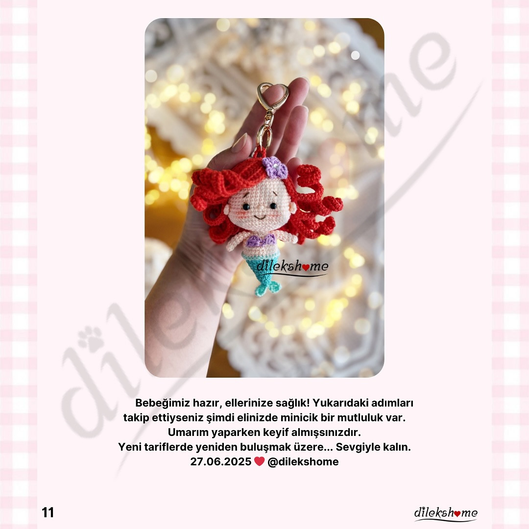 Ücretsiz Amigurumi Tarifi: Sevimli Mini Denizkızı Anahtarlık
