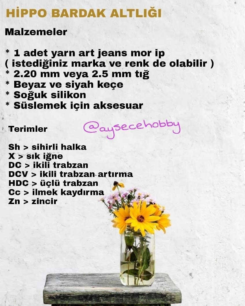 Ücretsiz Hipopotam Şeklinde Örgü Altlık Tarifi