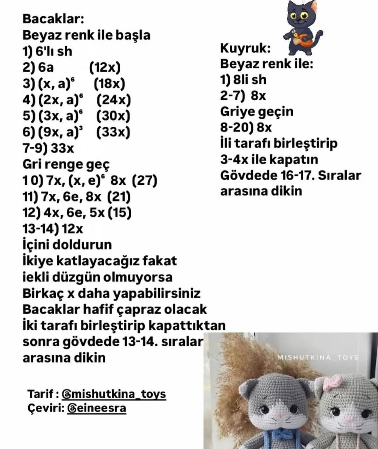 Ücretsiz Kedi Amigurumi ve Diş Kaşıyıcı Tarifi