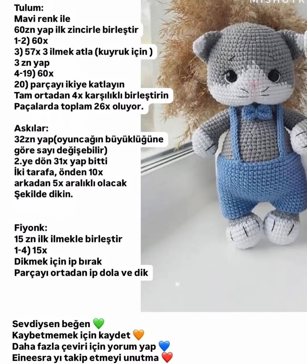 Ücretsiz Kedi Amigurumi ve Diş Kaşıyıcı Tarifi