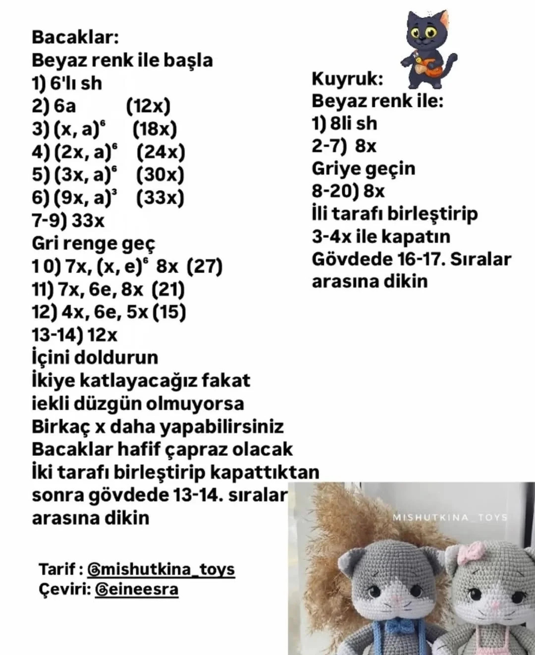 Ücretsiz Kedi Amigurumi ve Diş Kaşıyıcı Tarifi