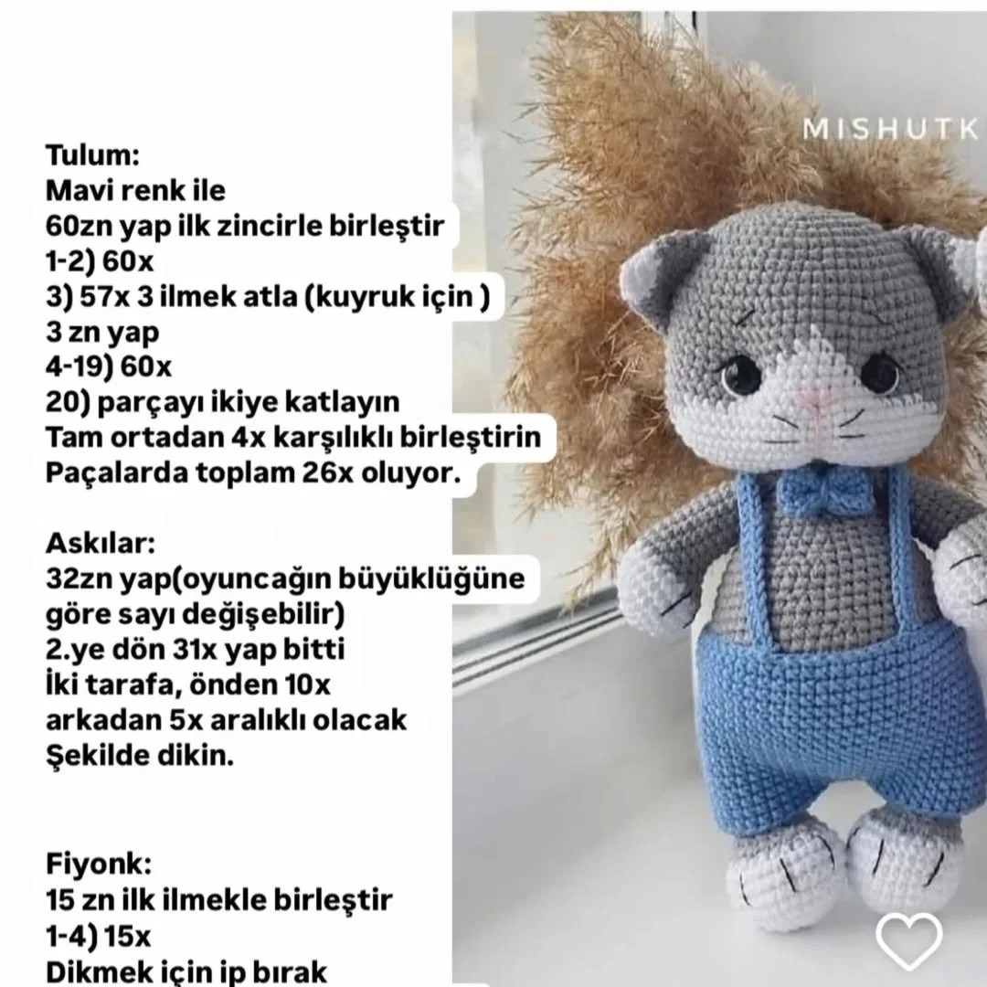 Ücretsiz Kedi Amigurumi ve Diş Kaşıyıcı Tarifi