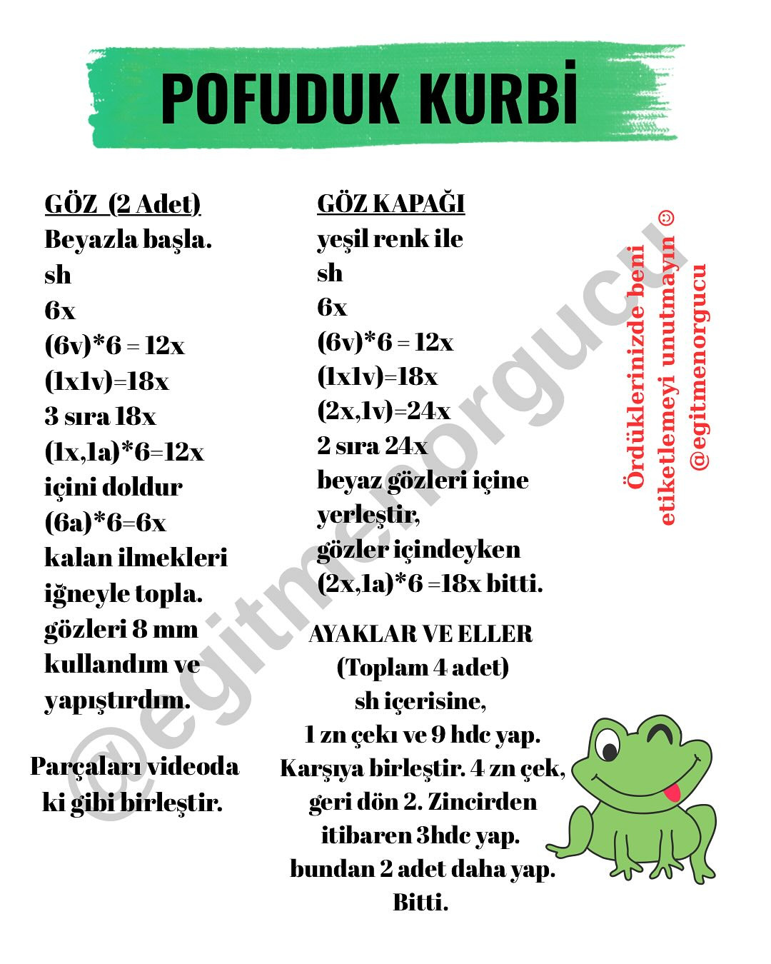 Ücretsiz Kurbağa Örgü Tarifi: Kolay ve Sevimli Amigurumi Modeli