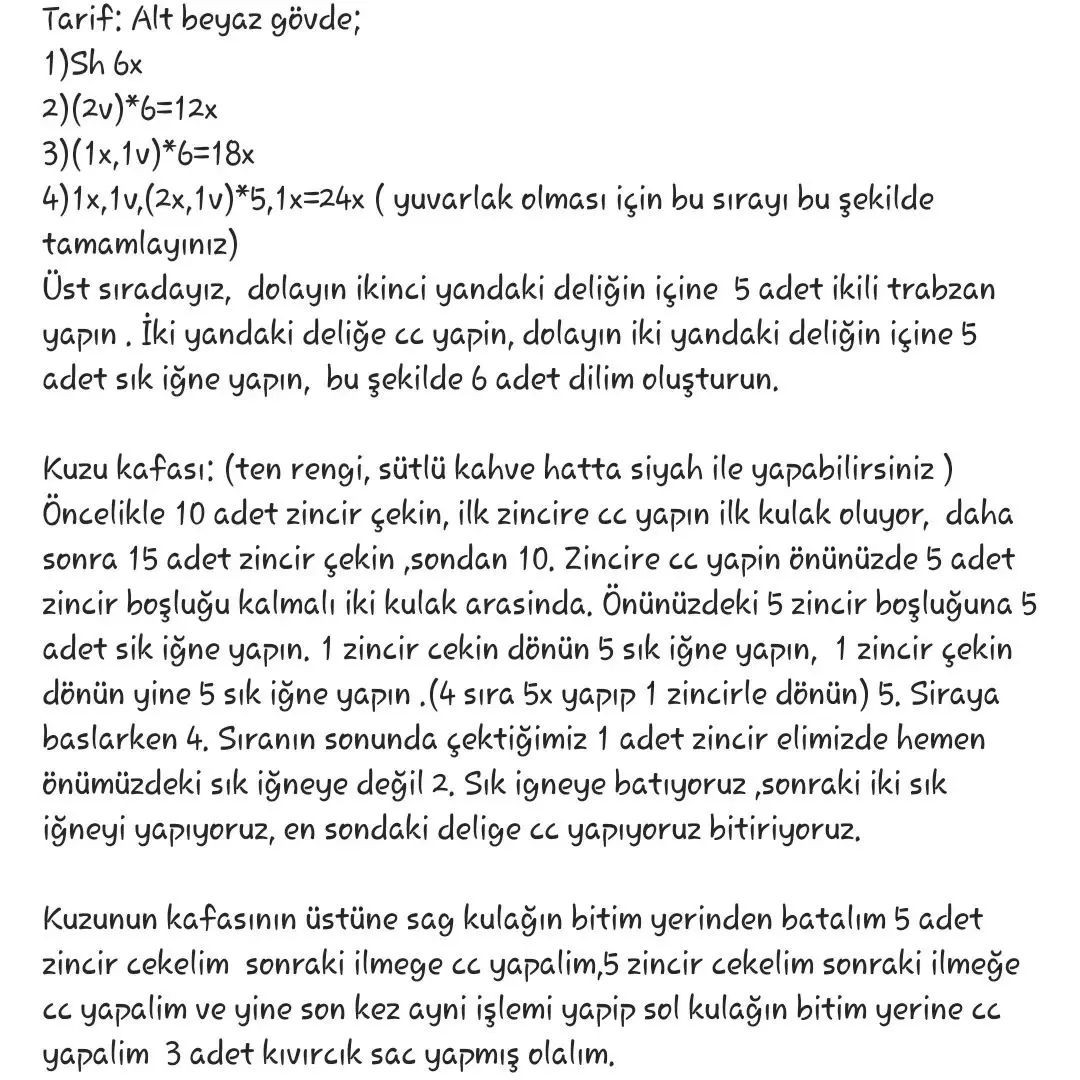 Ücretsiz Kuzu Şekilli Toka Yapımı İçin Móc Len Chart