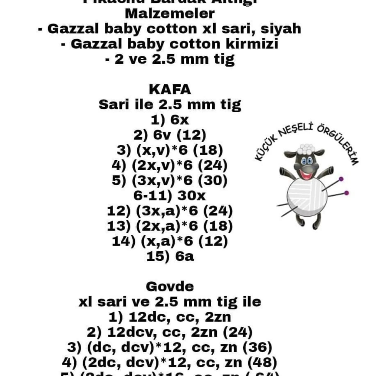Ücretsiz Pikachu Şeklinde Makarna Altlığı Tarifi ve Örgü Şeması