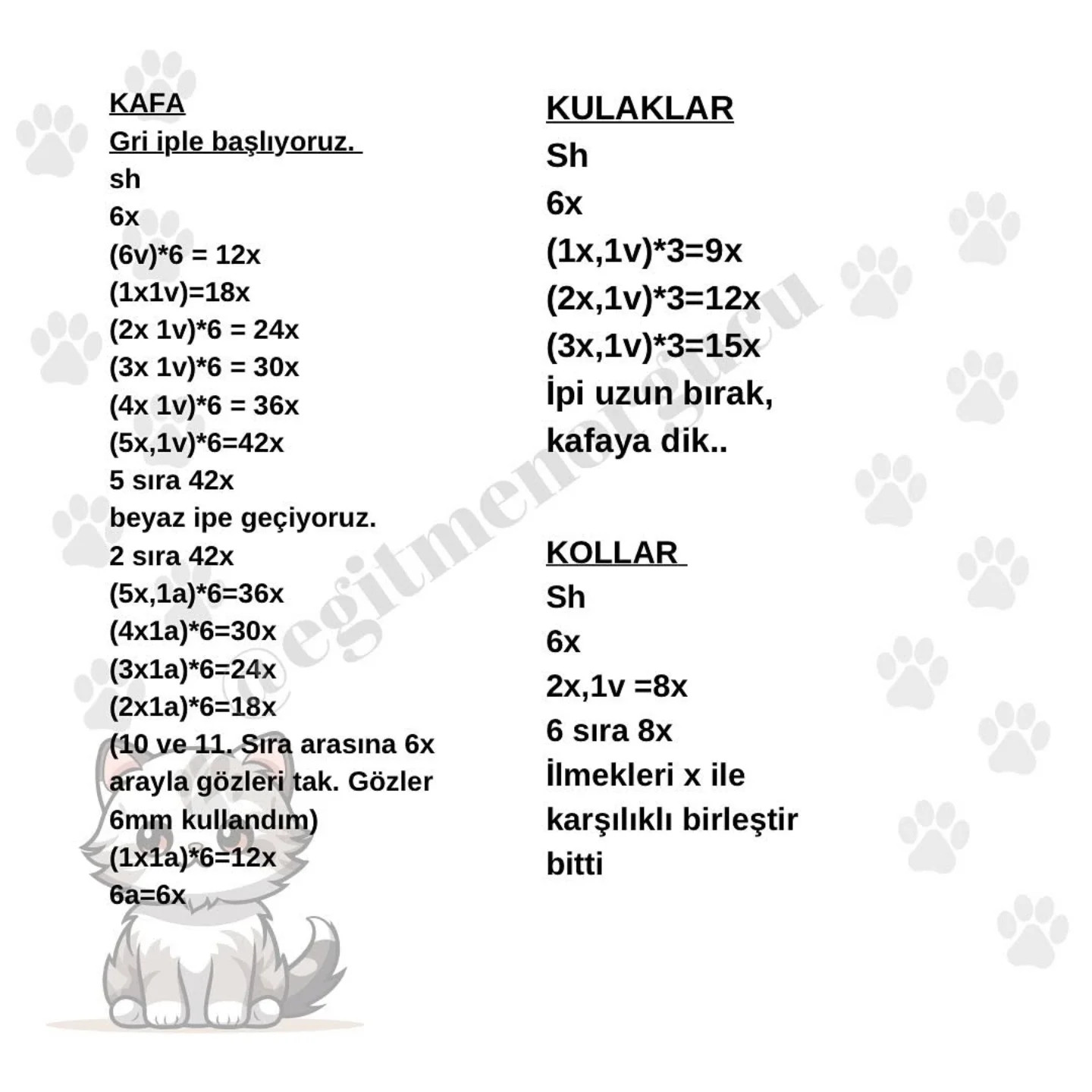 Ücretsiz Sevimli Kedi Örgü Modeli Tarifi