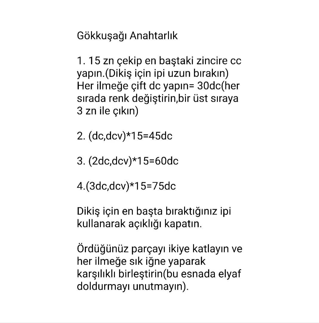 Ücretsiz Tarif: Tığ İşi Gökkuşağı Anahtarlık