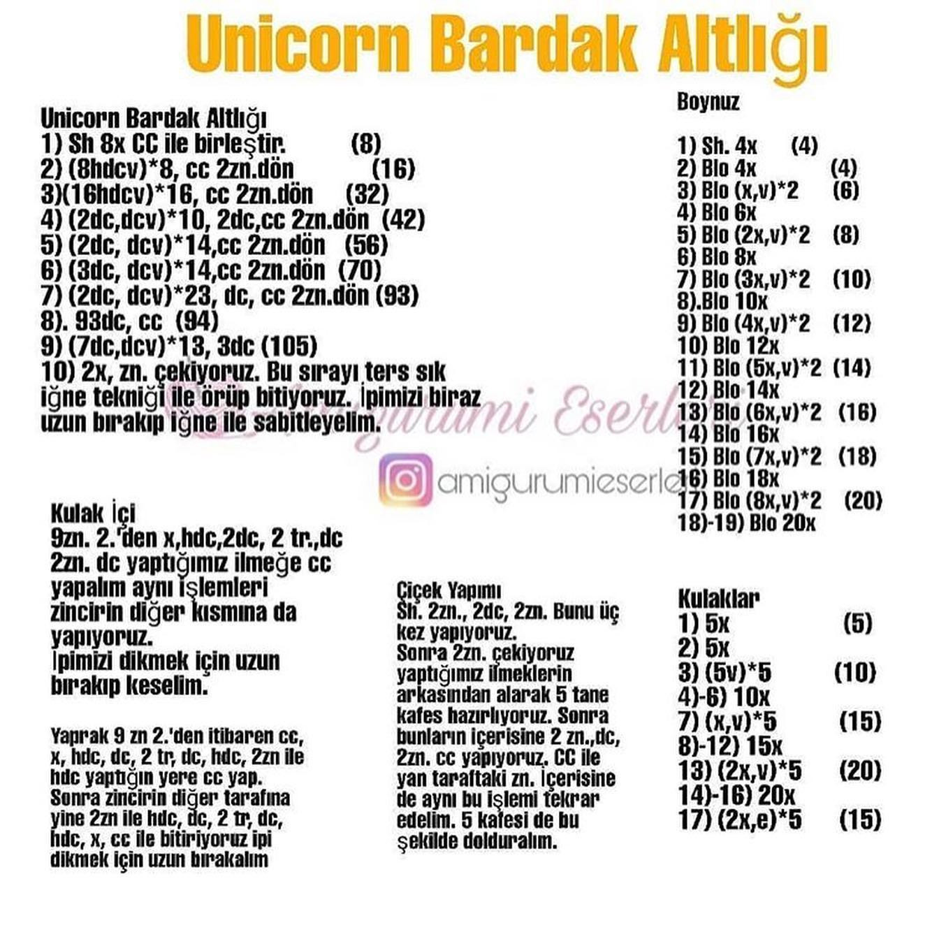 Ücretsiz Tarif: Unicorn Desenli Mutfak Altlığı Yapımı