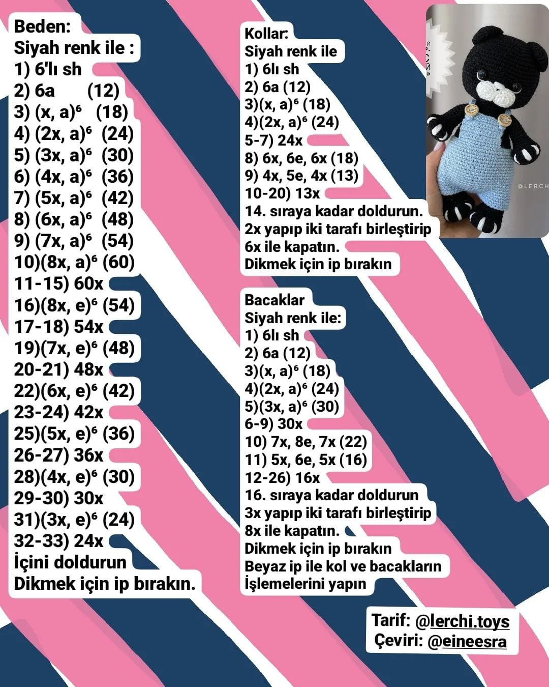 Ücretsiz Tarifle Sevimli Siyah Oyuncak Ayı Yapımı
