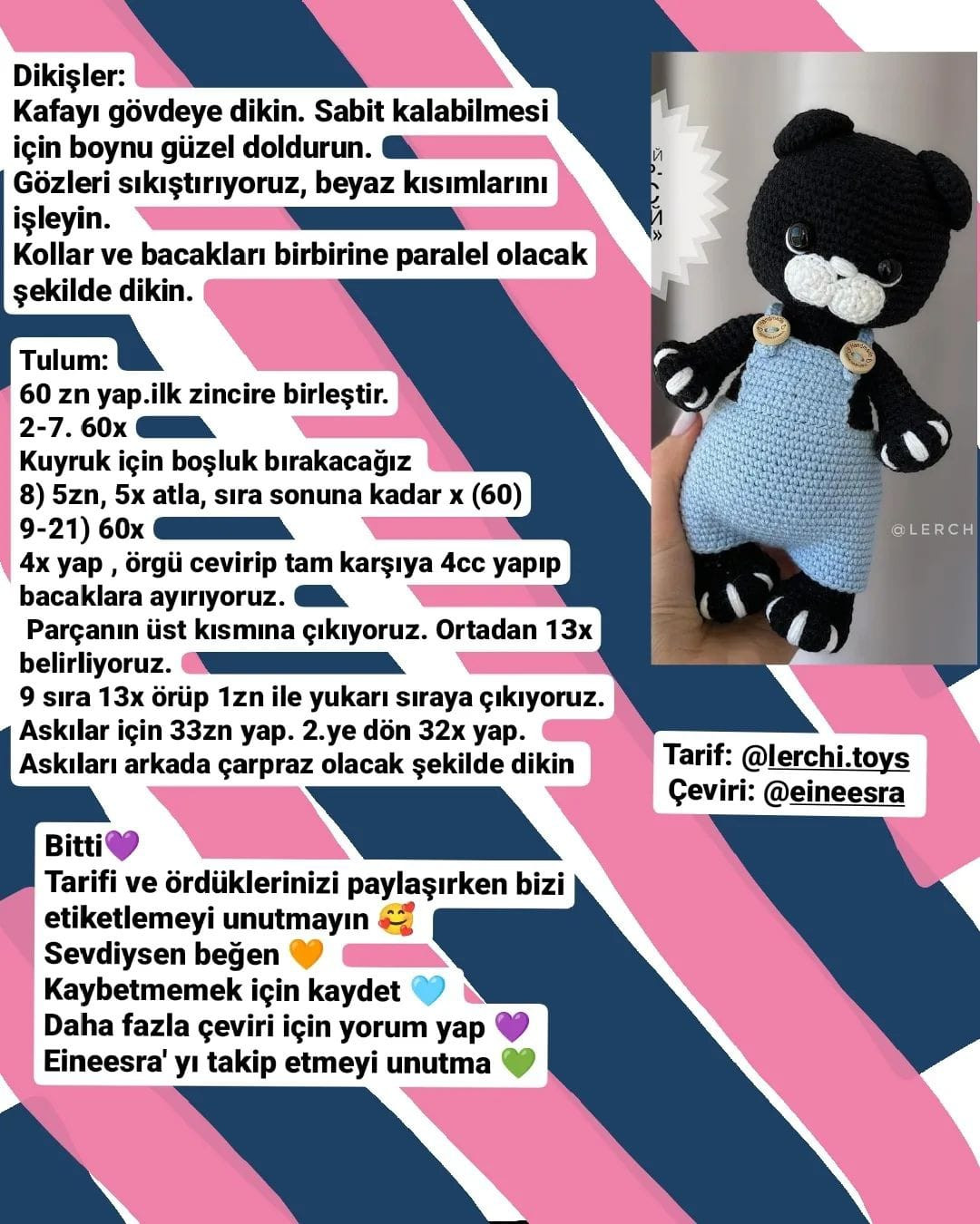 Ücretsiz Tarifle Sevimli Siyah Oyuncak Ayı Yapımı