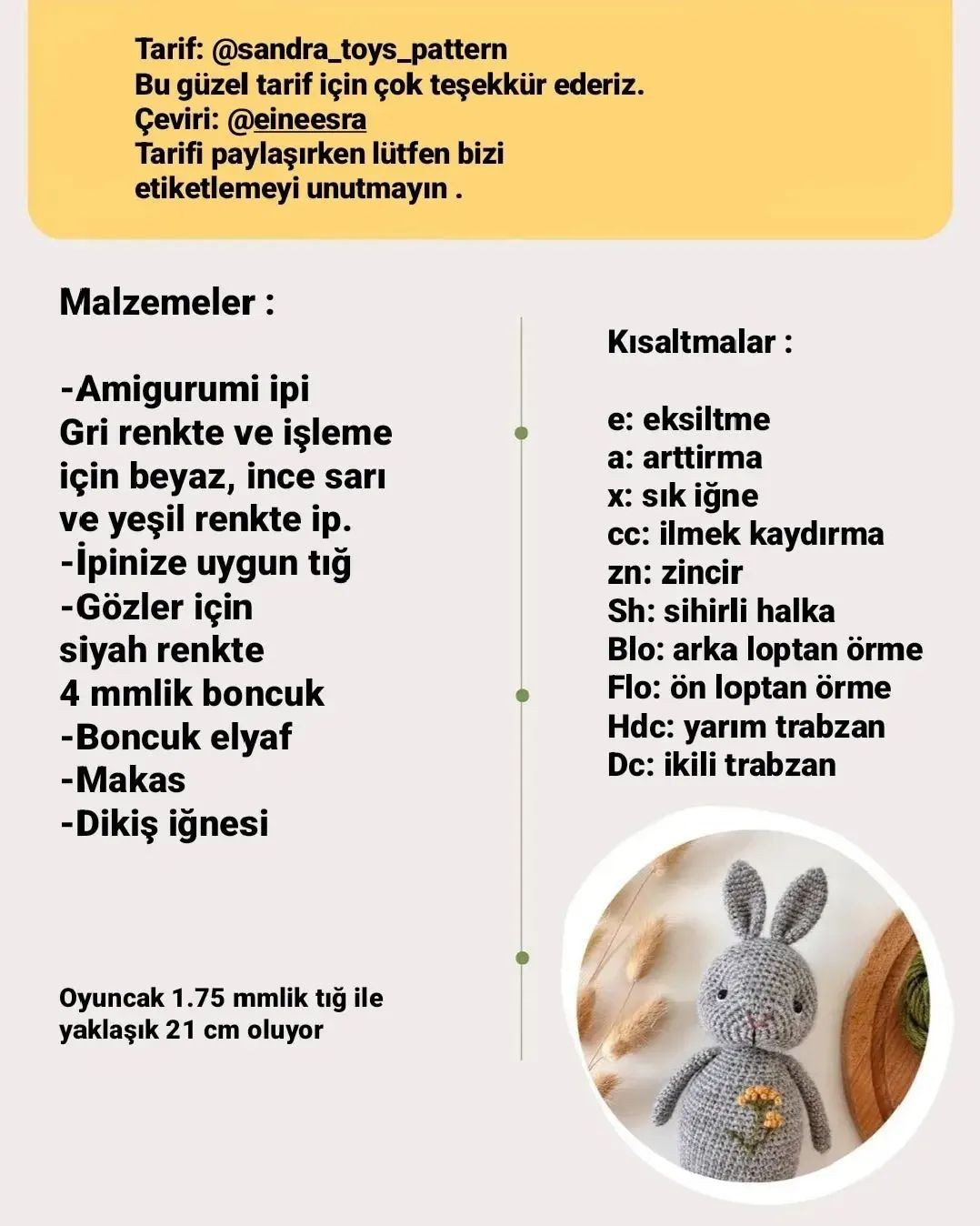 Ücretsiz Tavşan Amigurumi Tarifi: Sevimli Oyuncak Yapımı