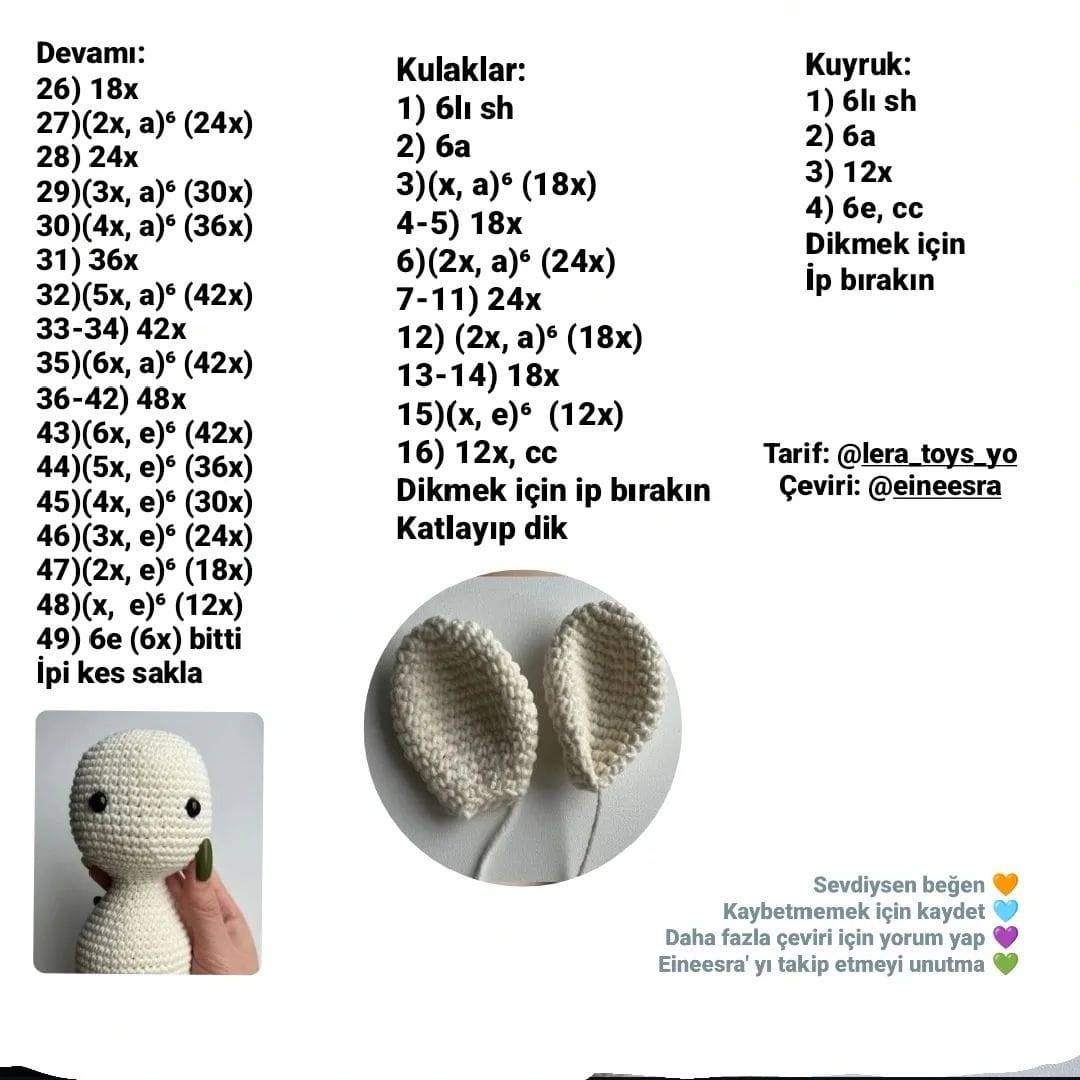 Ücretsiz Tavşan Amigurumi Tarifi: Sevimli Oyuncaklar Yapın