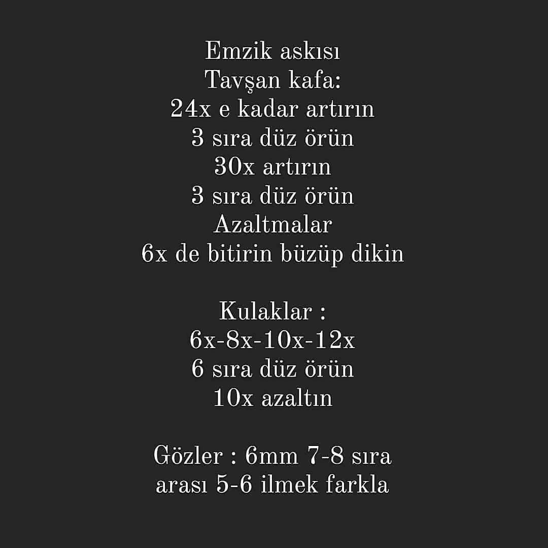 Ücretsiz Tavşan Diş Kaşıyıcı ve Emzik Zinciri Örgü Tarifi