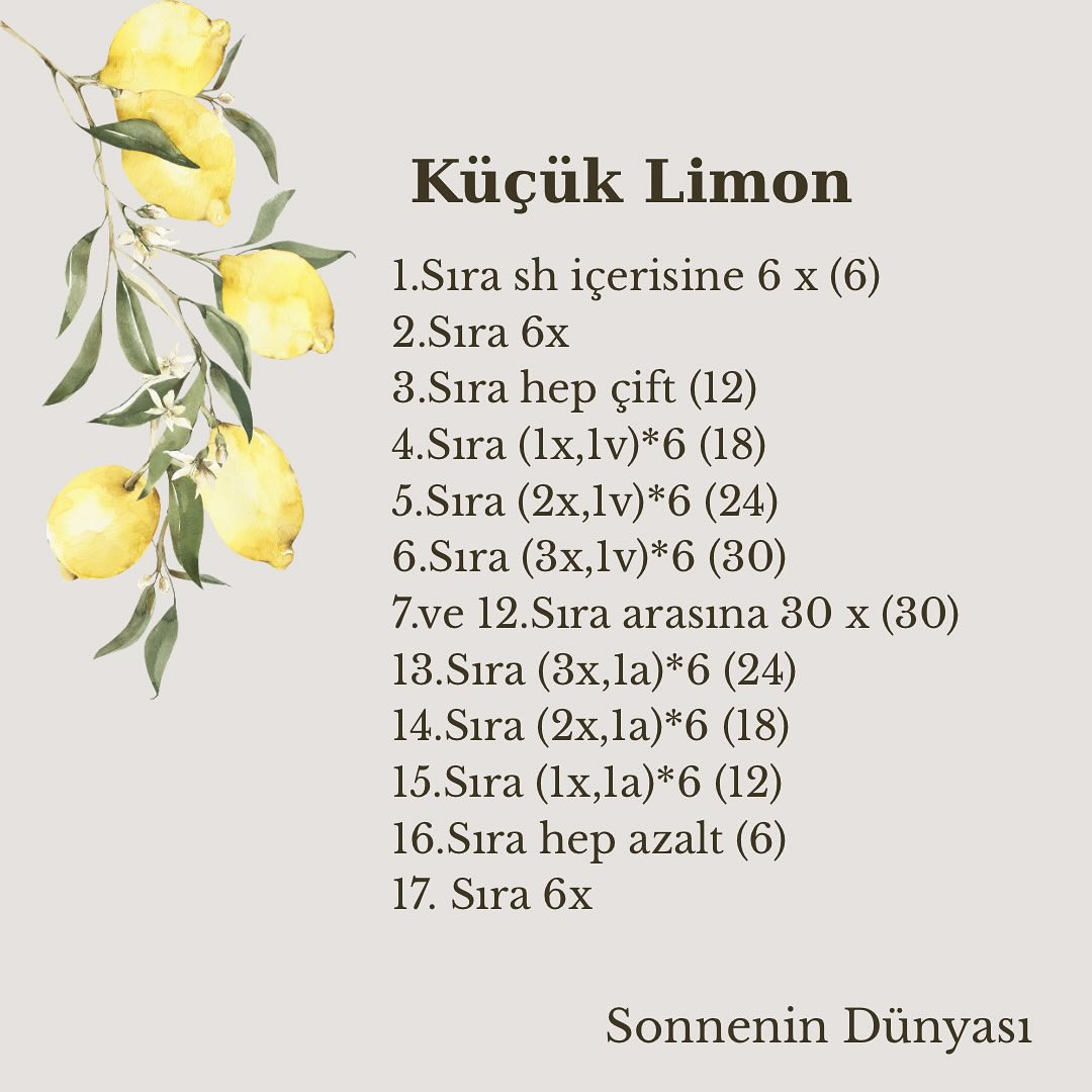 Ücretsiz Tığ İşi Limon Deseni: Kolay ve Eğlenceli Yapım Talimatları
