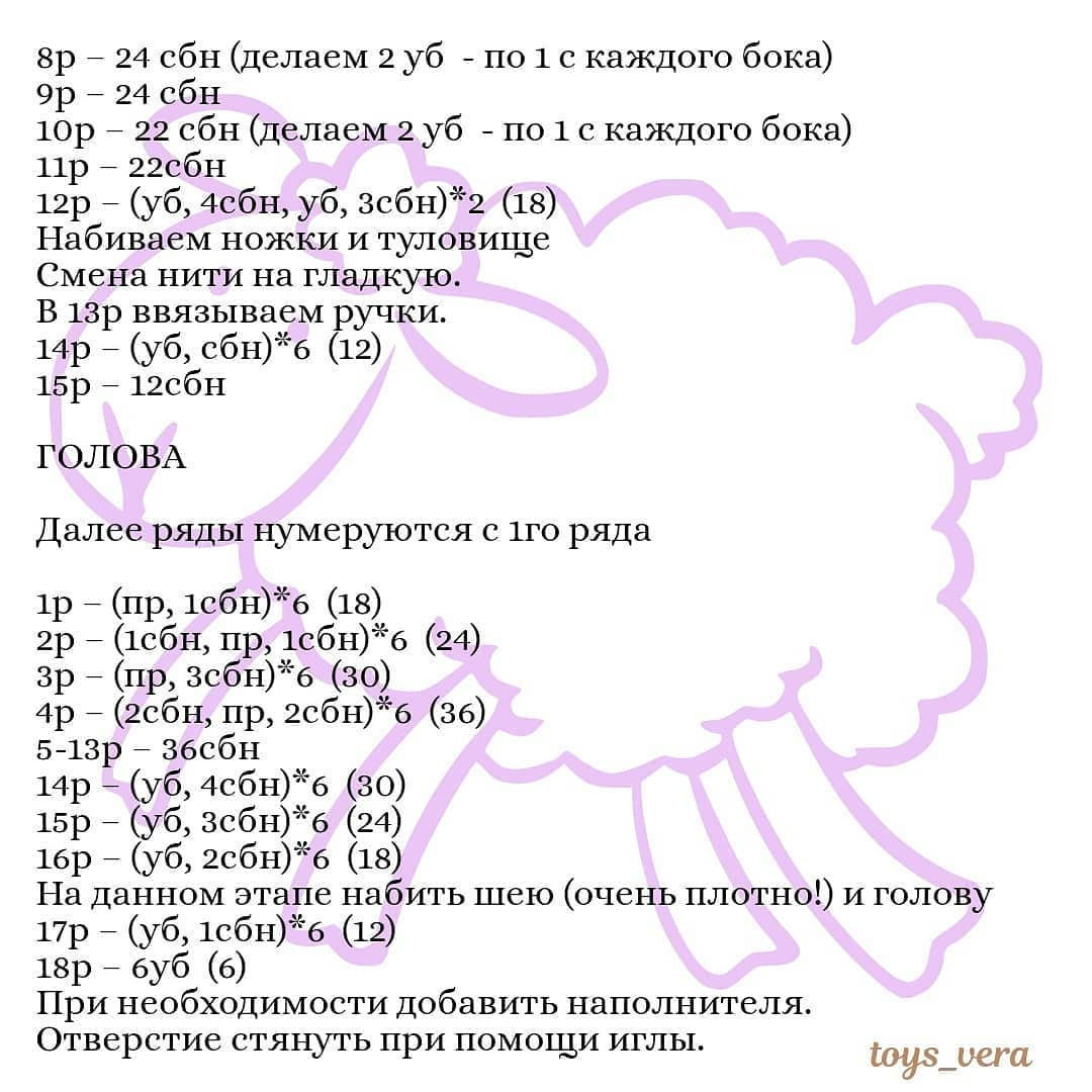Вязаная игрушка овечка с бесплатным описанием
