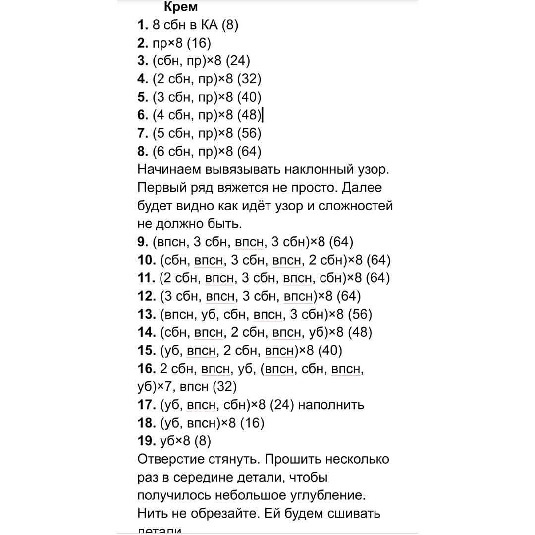 Вязаные пирожные с вишневым декором: схема для рукодельниц